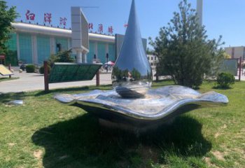 不锈钢水滴雕塑，镜面不锈钢水滴景观摆件