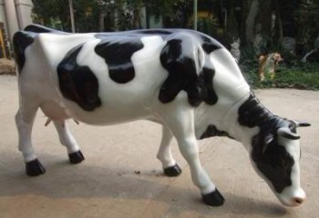 奶牛雕塑厂家 黑白点组合 不锈钢奶牛雕塑工厂