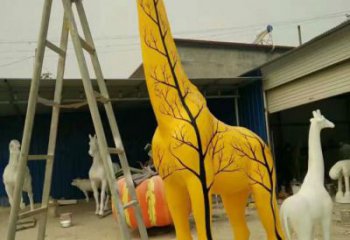 彩绘长颈鹿雕塑厂家 花样自由配置 不锈钢动物小品