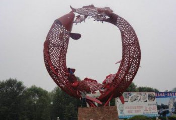 鲤鱼雕塑厂家 镂空工艺 镂空鲤鱼雕塑制作商