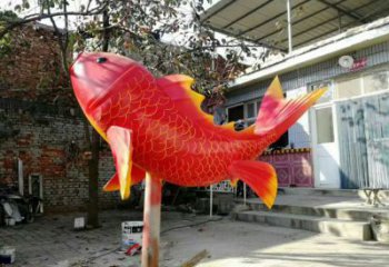 锦鲤雕塑厂家 红色鱼雕塑 不锈钢红鲤鱼雕塑厂家