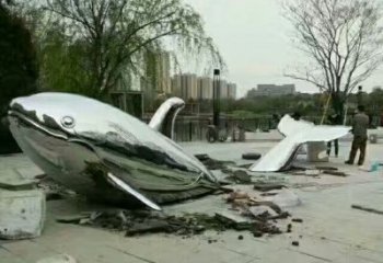 地面鱼雕塑厂家 落地景观小品 不锈钢鱼小品雕塑工厂