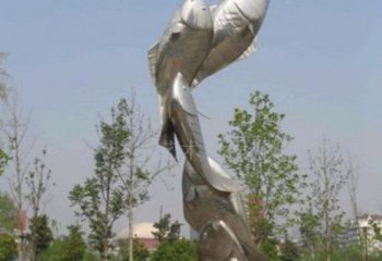 不锈钢群鱼雕塑厂家 鱼群雕塑小品 群鱼雕塑实景图