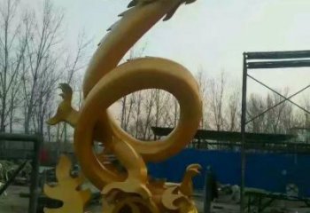 不锈钢龙雕塑厂家 金色卧龙造型 