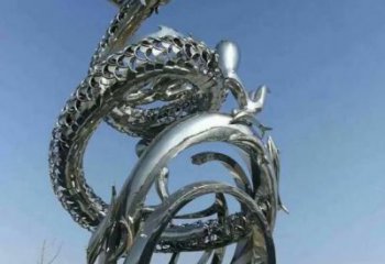 蛟龙雕塑厂家 室外动物小品 不锈钢蛟龙雕塑公司