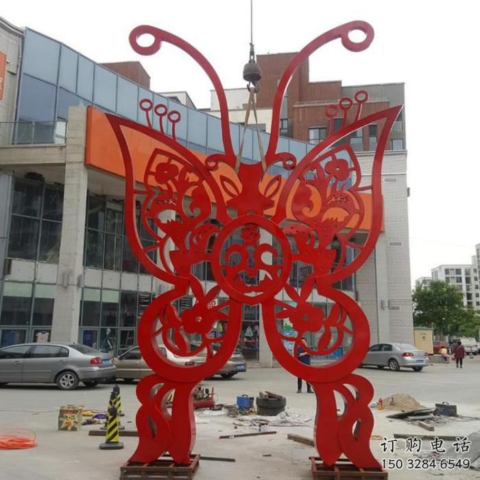 剪纸蝴蝶雕塑厂家 平面艺术结构 不锈钢动物剪纸雕塑