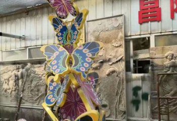 群蝶雕塑厂家 七彩昆虫类型 不锈钢群蝶雕塑制作