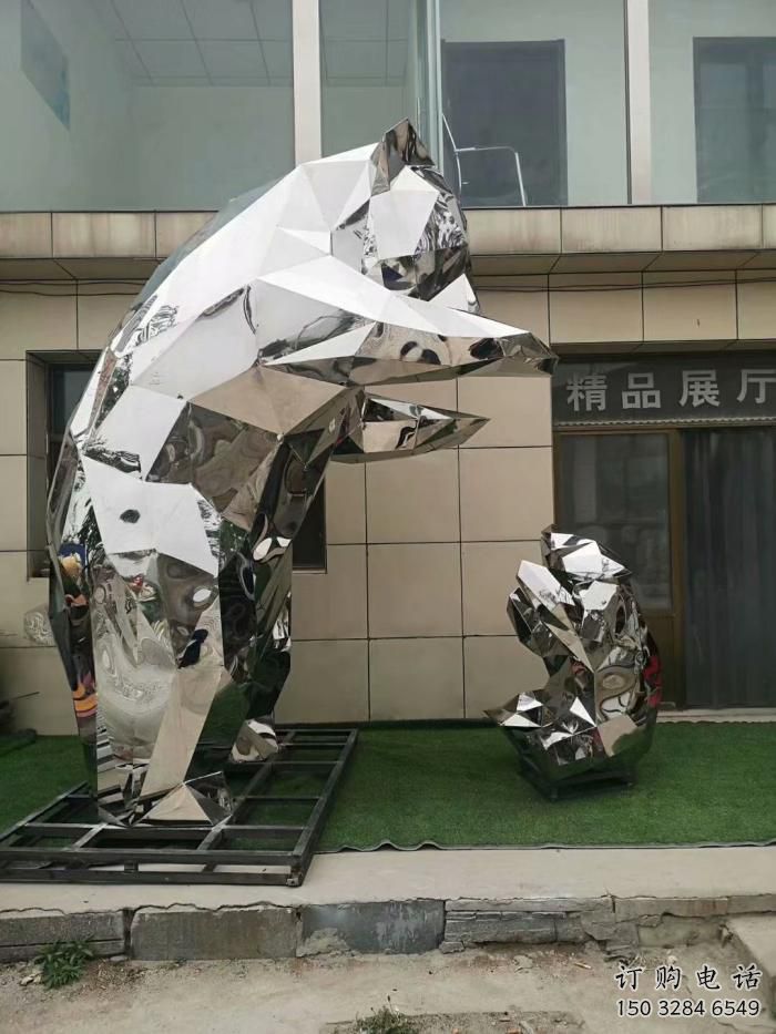 几何北极熊雕塑厂家 亮面类型 制作不锈钢动物雕塑