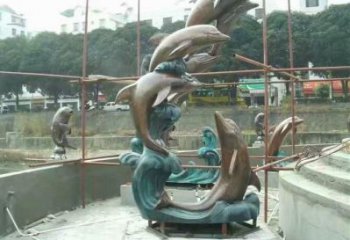 海豚戏水雕塑厂家 水景动物类 制作戏水海豚雕塑