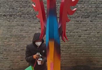 五彩凤凰雕塑厂家 神凤凰素材 不锈钢五彩凤凰雕塑生产