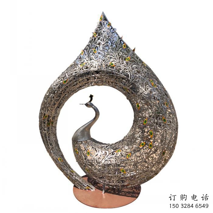 镂空孔雀雕塑厂家 水滴结构转型 不锈钢孔雀雕塑厂