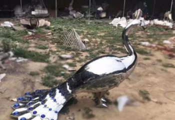孔雀雕塑厂家 兰陵金属镜面  提供不锈钢孔雀雕塑
