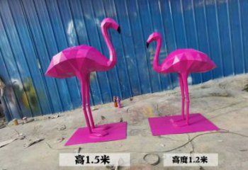几何火烈鸟雕塑厂家 不锈钢几何火烈鸟雕塑制作