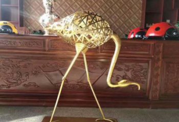 镂空火烈鸟雕塑厂家 编织工艺 不锈钢火烈鸟雕塑产品