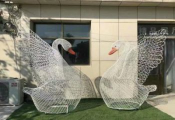 镂空天鹅雕塑厂家 网格编织类 不锈钢镂空天鹅雕塑价格
