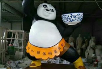 彩绘熊猫雕塑厂家 端碗造型 户外熊猫雕塑厂家