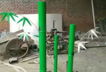 竹子雕塑厂家 烤漆元素植物 不锈钢绿色竹子雕塑