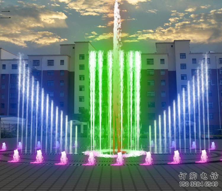 水景高低喷泉雕塑厂家 多色花样设计概念