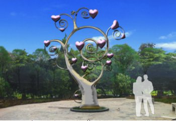 爱心树雕塑厂家 园林不锈钢爱心树雕塑