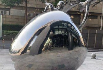 苹果雕塑 镜面水果雕塑 不锈钢镜面苹果雕塑