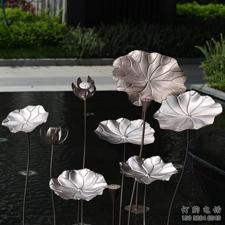 仿铜色荷叶雕塑 不锈钢仿铜荷叶雕塑 仿铜色荷叶雕塑 不锈钢仿铜荷叶雕塑