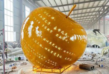 金苹果雕塑厂家 不锈钢字体苹果雕塑