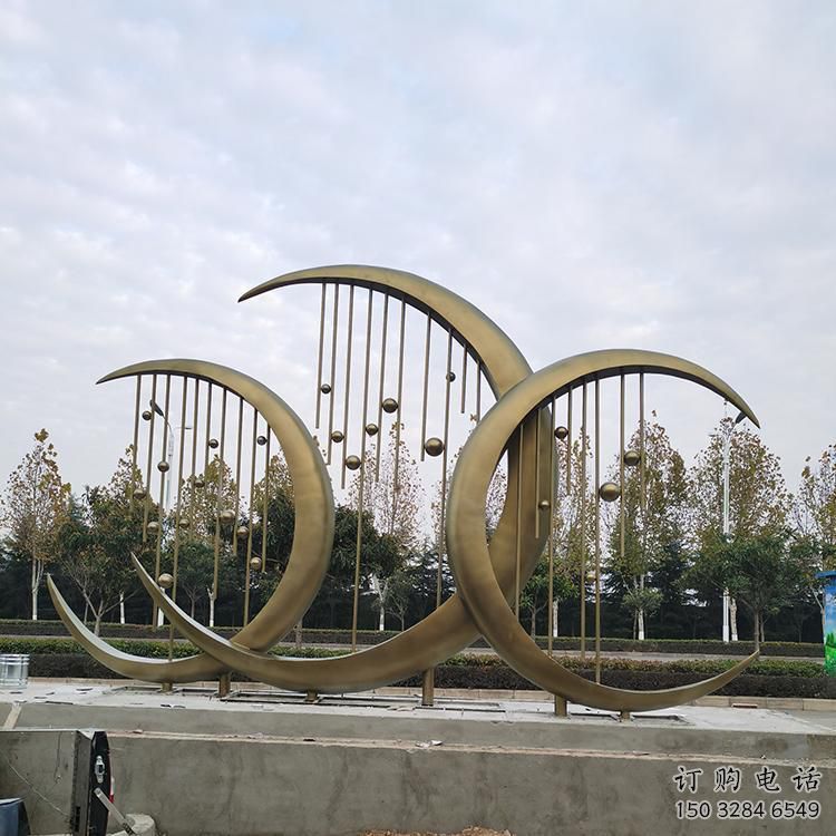 月亮雕塑 月亮水帘雕塑 不锈钢月亮水帘雕塑厂家