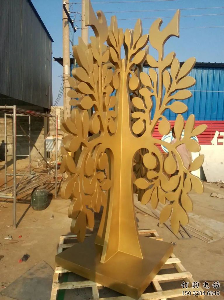 发财树雕塑厂家 不锈钢烤漆植物雕塑 发财树雕塑厂家 不锈钢烤漆植物雕塑