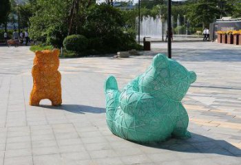 网红熊雕塑 街头动物小品 不锈钢熊雕塑厂家