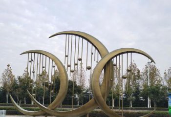 月亮雕塑 月亮水帘雕塑 不锈钢月亮水帘雕塑厂家