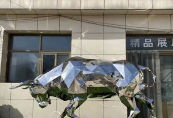 牛雕塑 几何牛雕塑 几何不锈钢牛雕塑厂家