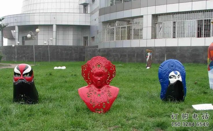脸谱雕塑厂家 抽象人物雕塑 不锈钢脸谱景观雕塑