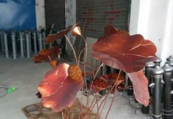 荷叶雕塑厂家 仿铜色植物 不锈钢仿铜荷叶雕塑