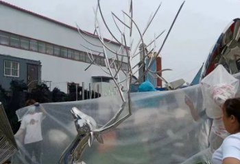 半身鹿雕塑 半身动物雕塑 不锈钢半身鹿雕塑