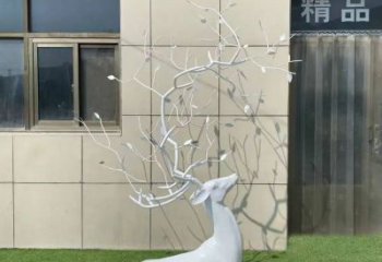 半身梅花鹿雕塑 不锈钢半身梅花鹿雕塑