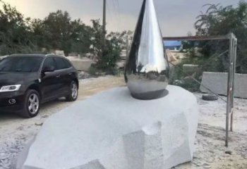 水珠雕塑 镜面落地摆件 不锈钢镜面水珠雕塑