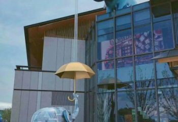 大象头雕塑厂家 穿墙动物摆件 不锈钢大象头雕塑