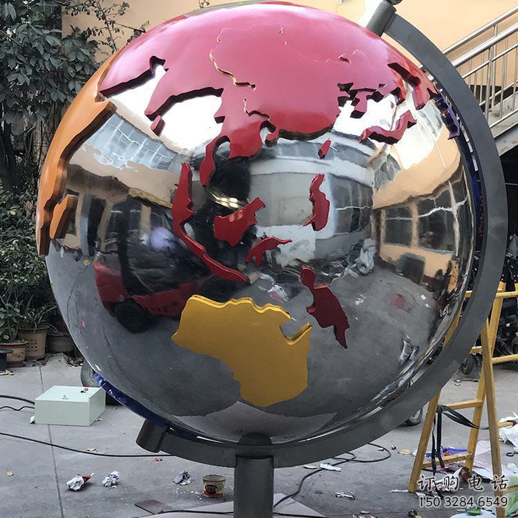 地球雕塑厂家 金属球摆件 不锈钢地球摆件雕塑