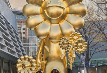 太阳花雕塑厂家 电镀植物摆件 不锈钢电镀太阳花雕塑