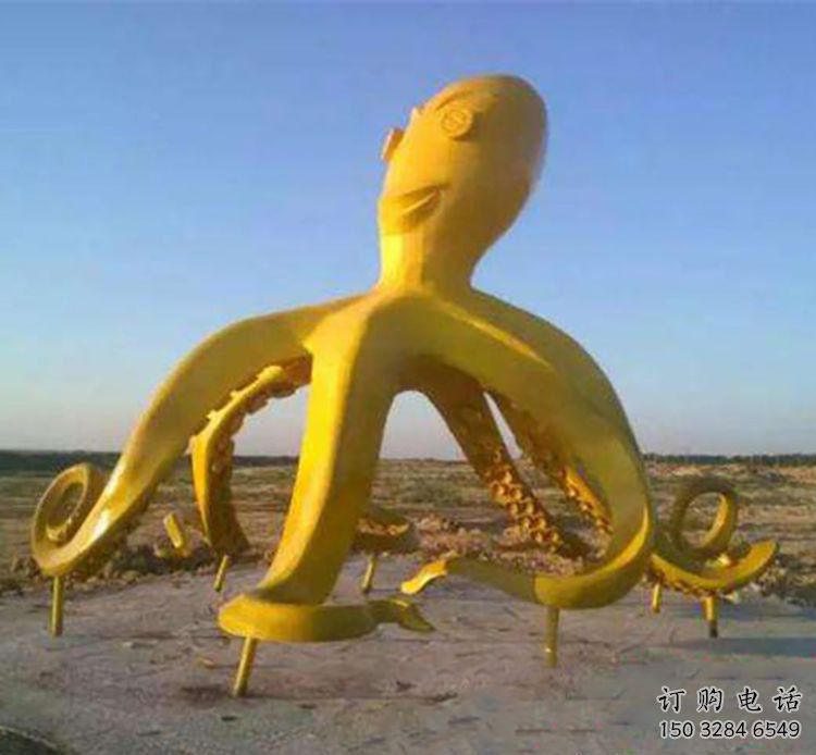 八爪鱼雕塑厂家 生物景观小品 不锈钢八爪鱼雕塑制作