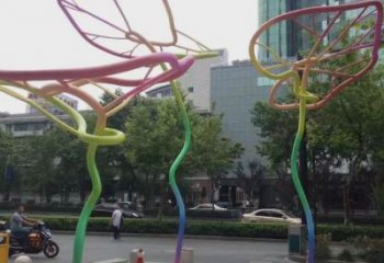 荷叶雕塑 镂空渐变元素 不锈钢镂空荷叶雕塑厂家