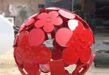 花朵镂空球雕塑厂家 空心花朵设计 不锈钢花朵镂空球雕塑