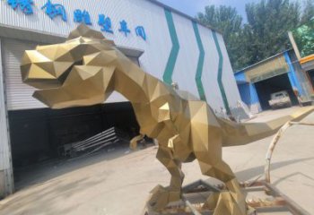 恐龙雕塑厂家 几何动物摆件 不锈钢几何恐龙雕塑