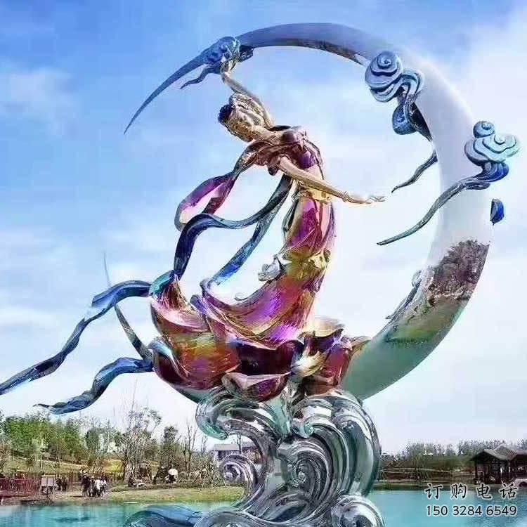 飞天雕塑 镀金人物雕塑 大型户外不锈钢飞天雕塑