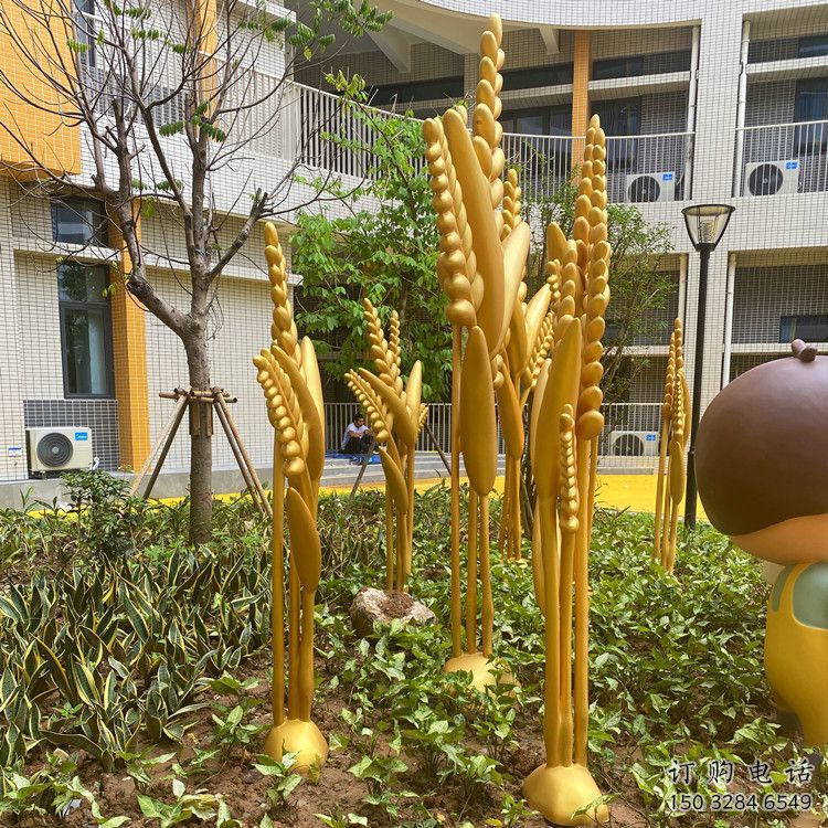 水稻雕塑 农村喷漆植物雕塑 大型不锈钢水稻雕塑厂家