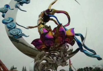 嫦娥奔月雕塑 喷漆人物雕塑 户外步行街嫦娥奔月雕塑