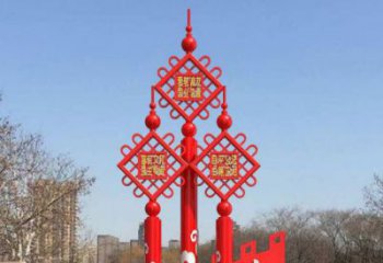 中国结雕塑 党建烤漆雕塑 镂空不锈钢中国结雕塑