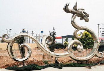龙雕塑 镜面动物摆件 抽象不锈钢龙雕塑厂家