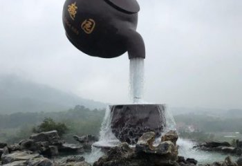 茶壶雕塑 水景喷水雕塑 园林不锈钢茶壶雕塑厂家