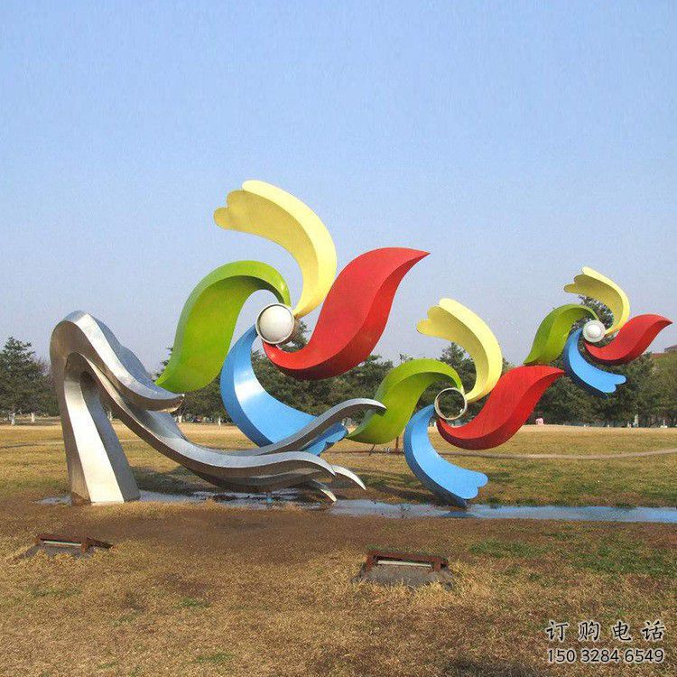 风车雕塑 烤漆园林摆件 抽象不锈钢风车雕塑厂家